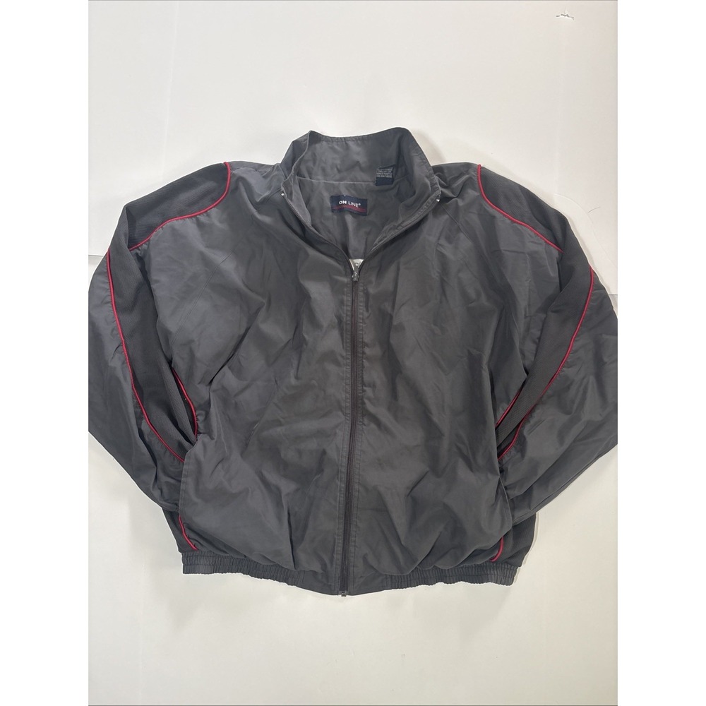 On Line Light Jacket Men's Sz Large Dark Gray Windbreaker Lined Full Zip EUC